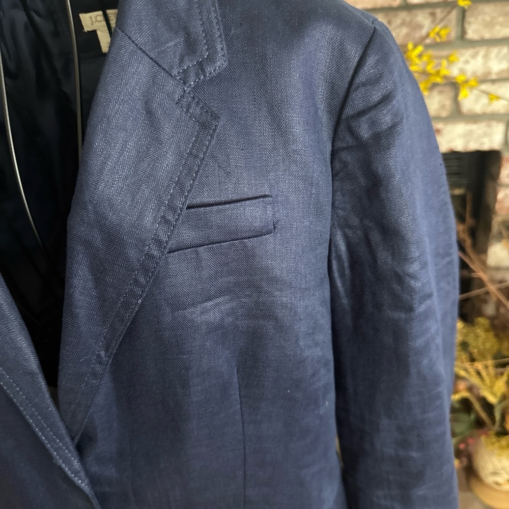 NWOT J.Crew Women’s Navy Blue 100% Linen Regent Blazer Size 12/14 - Picture 2 of 8